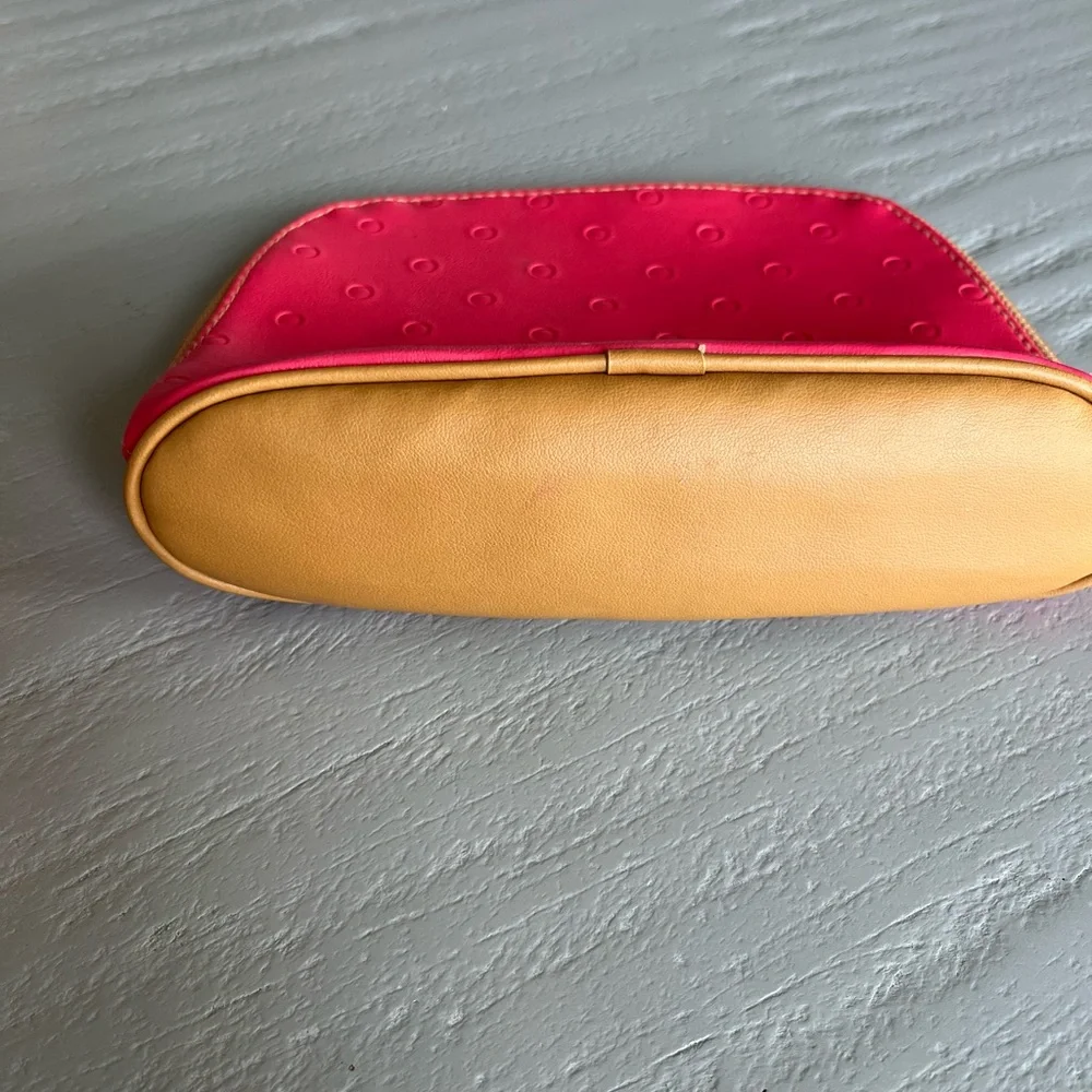Vintage 90s Estée Lauder Pink Tan Zip Cosmetic Makeup Travel Bag
